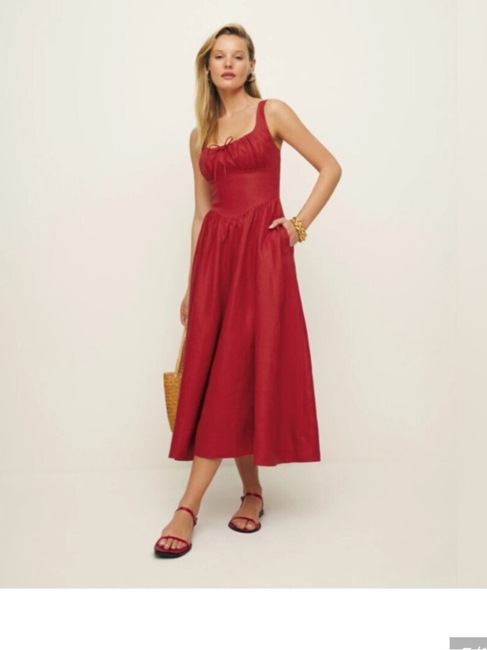 Reformation Red Sleeveless Midi Dress
